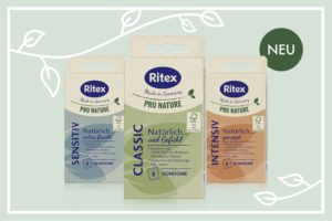 Ritex PRO NATURE Kondomsortiment: Extra feucht, mit Noppen und klassisch. 
